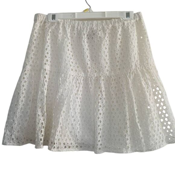 Frye x Anthropologie Women's Size Large Ivory Eyelet Lace Flare Skirt - Picture 1 of 5